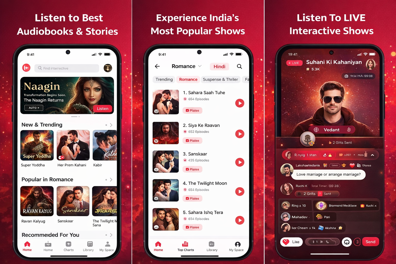 Pocket FM Mod APK Gameplay and Interface Screenshots